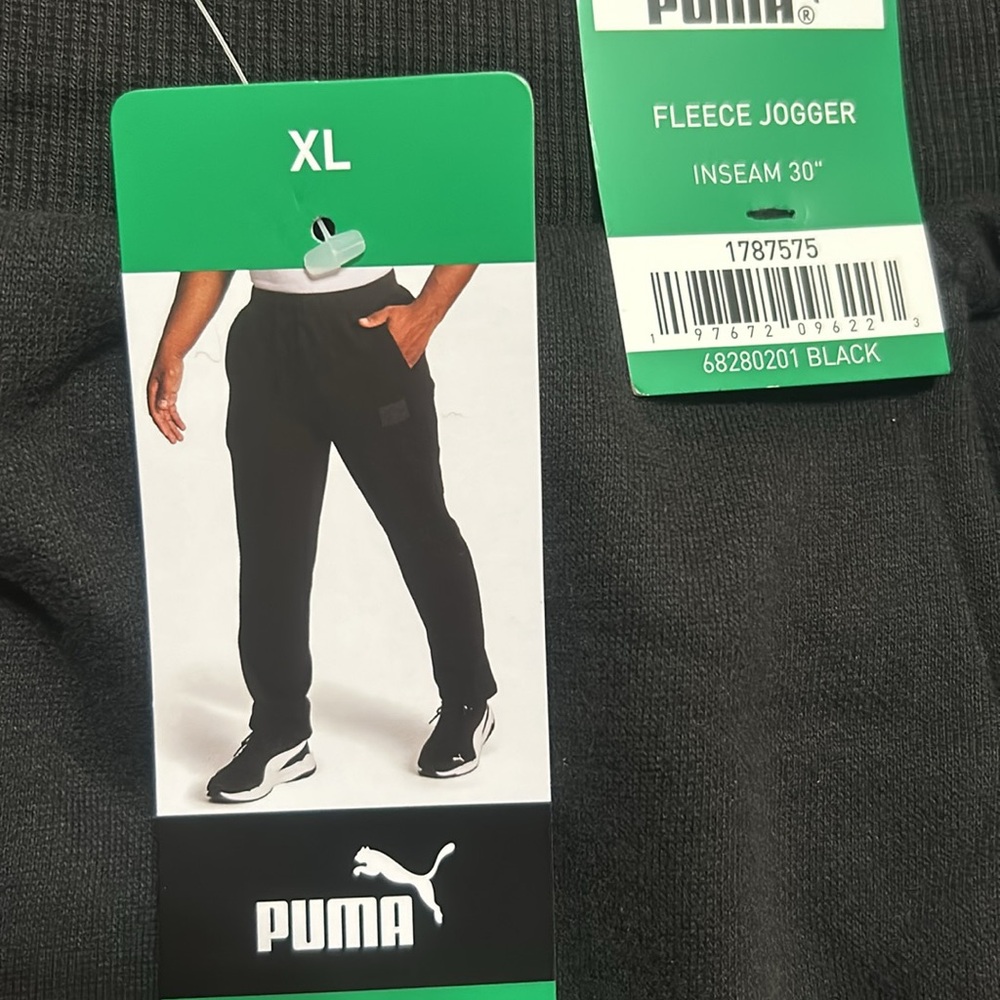 Puma Men’s Fleece Joggers 66% Cotton Black Size XL, XXL NWT - Picture 1 of 7